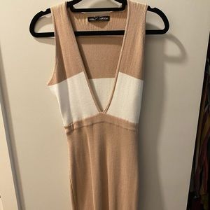 Cream and white bandage sweater maxi dress